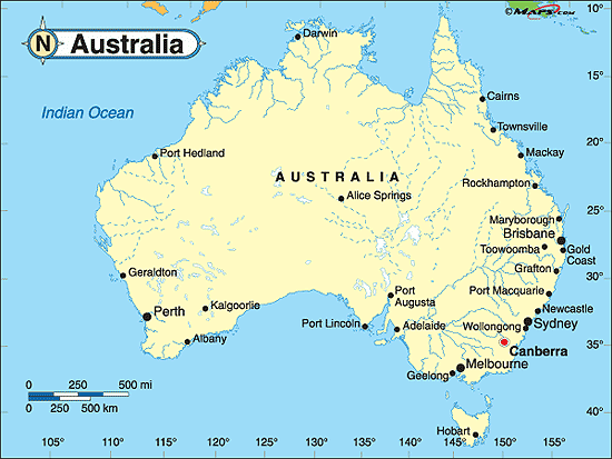 kaart Australië
