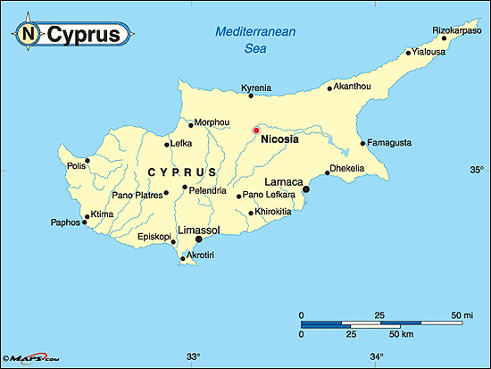 kaart Cyprus