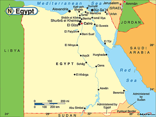 kaart Egypte