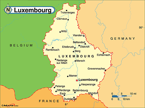kaart Luxemburg